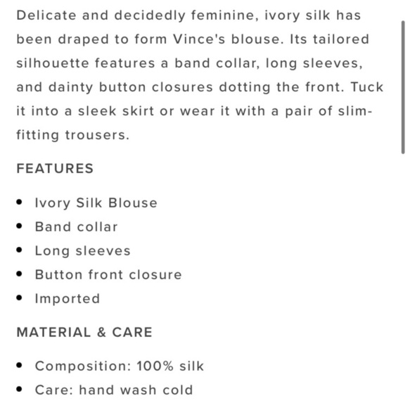 Vince Ivory Silk Blouse - Picture 2 of 8